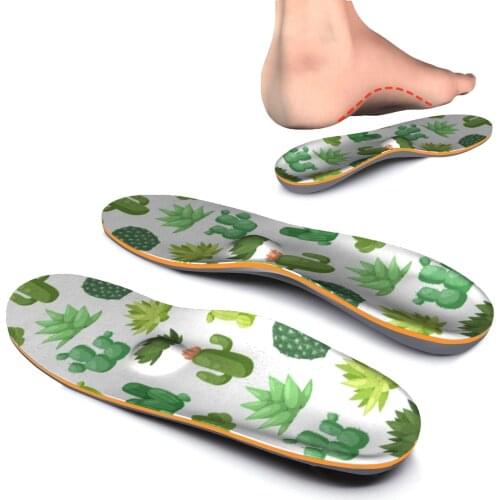 Plant Pattern Non-slip, Breathable High Arch Support Insole For Running Orthotics Inserts Memory Foam Relieve Foot Pain