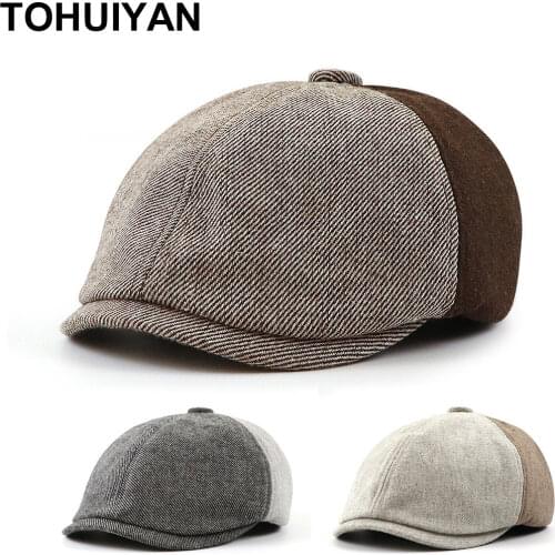 2020 New Mens Casual Newsboy Hat Retro Wool Octagonal Cap Autumn Male Boinas Flat Caps Unisex Chapeau Gatsby Hats for Women