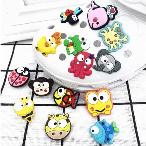 1pcs Novelty Cute Shoe Charms Accessories Shoe Decoration for Crocs JIBZ Ocean Cartoon Animals Wristbands Kids Girl gift