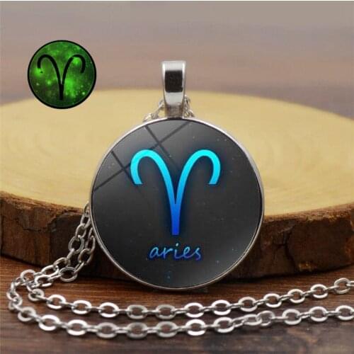 New Glow In The Dark 12 Constellations Luminous Necklace Pendant Sweater Chain Jewelry for Women Men Fashion Birthday Gifts