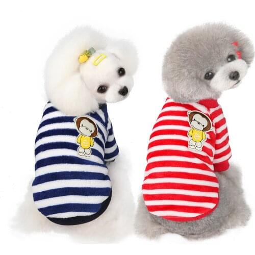 Dog Clothes Winter New Pet Clothes Cat Small Dog Pet Clothes 20 Striped Monkey Fleece Dog Clothes for Small Dogs