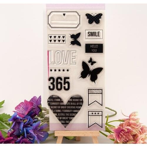 Love Heart and Butterfly Clear Stamps Scrapbooking Rubber Stamp Handmade DIY Decoration Craft Supplies Stamps for Card Making