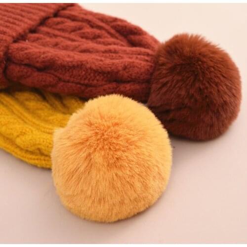 DIY 13-15CM Supper Larger Faux rabbit fur ball Hairball Hat Ball Pom Pom Ball Hat&Cap Accessories Multicolor PomPom With Buckle