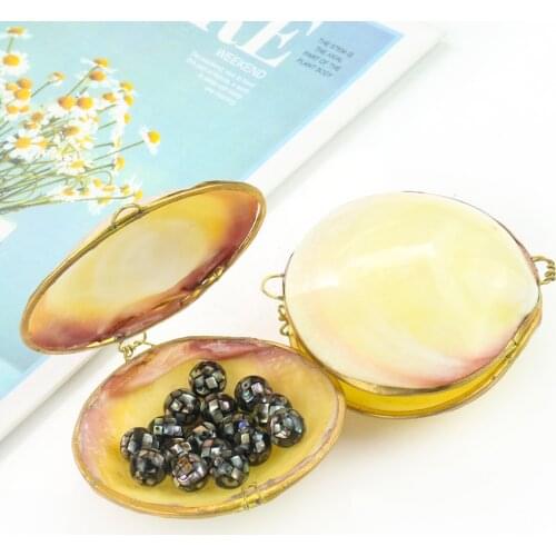 1PC Natural Shell Jewelry Box Bag Pink Clams Wedding Ring Earring Display Storage Case Organizer Container ValentineS Day Gift