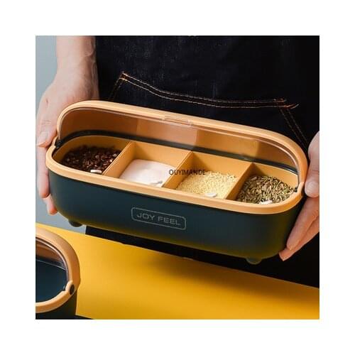 Nordic spice jar salt and pepper shakers spice container set Oval Transparent seasoning box spice rack Kitchen storage tools