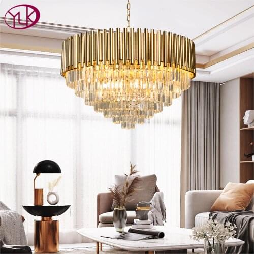 Living room modern crystal chandelier luxury gold home decor hanging lamp large dining room led cristal light fixture