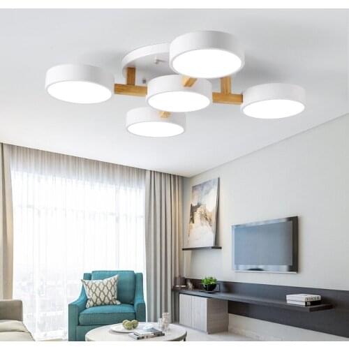 JMZM Modern Nordic Wooden Ceiling Lights Indoor LED Macaron Ceiling Lamp For Living Room Bedroom Dining Hall Bar Light Fixture