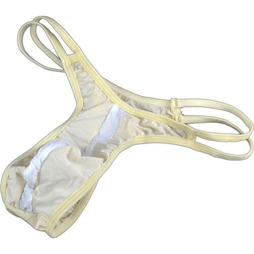 Low rise Male sexy thong and g-string viscose color block decoration mens t thong underwear