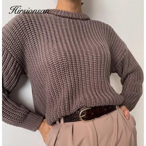 Hirsionsan Winter Warm Knitted Sweater Women 2020 New Basic Knittwear Oversized Soft Female Pullover Thicken Casual Solid Jumper