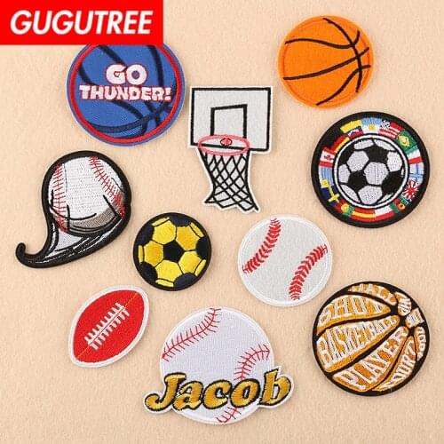 GUGUTREE embroidery ball patch animal cartoon patches badges applique patches for clothing DK-41