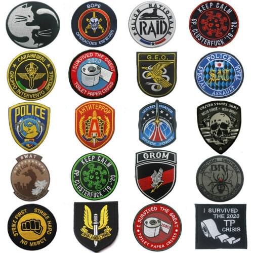 Embroidery Badges Patches Military Tactical Armbands Hook Patch Clothes Accessories for Backpacks Caps Hats Vests Bags