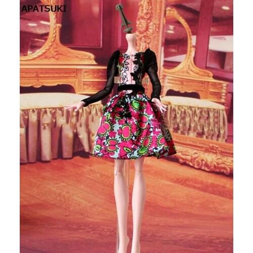 High Quality Black Lace Floral Dress For Demon Monster Doll Clothes For Ever After High Doll Party Dresses 1/6 Doll Accessories