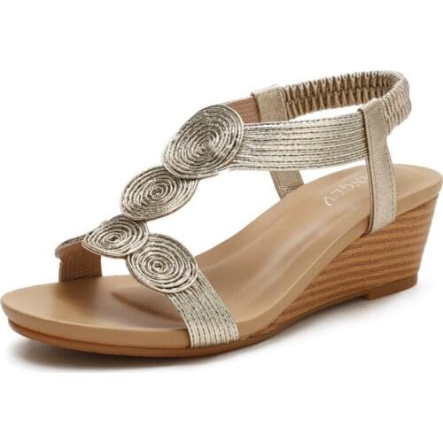 2021 Brand New Fashion Gladiator Heels Women Sandals Ladies Elegant Casual Wedges Summer Shoes For Girl 1418-699