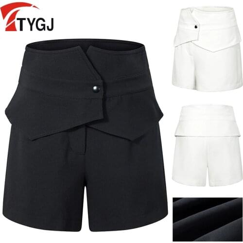 2020 New Golf Shorts High Waist Design Shorts Woman Korean Black White Solid Color Summer Thin Breathable Sports Shorts Skirts