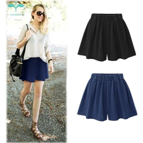 OUMOWEI Womens Shorts Fashion New Wide Leg Shorts High Quality Sexy Comfortable Casual Shorts Solid Color High Waist Shorts