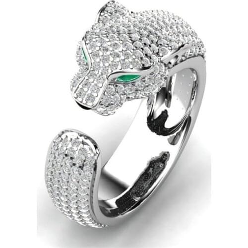 Fashion Jewelry Leopard Head Adjustable Size Womens Ring Glamour Girl Jewelry Party Accessories Christmas Gift