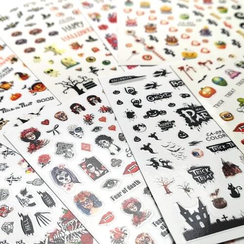 1 pcs Skull Eyes Horror Type Nail Art Sticker Art Nail Accessories Cool Girls Style DIY Nail Art Decoration Halloween