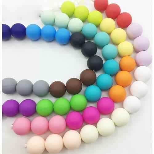 10MM/12MM/15MM 1000PCS Silicone Necklaces beads for teething necklace DIY BPA Free Silicone Baby Teething loose beads Wholesale