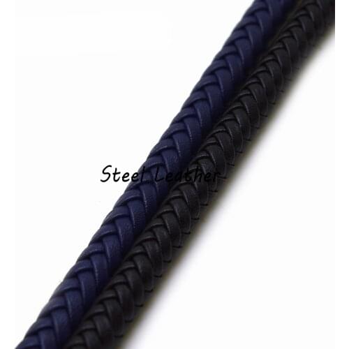 2m/lot Approx 6mm Black Blue Braided Leather Bracelet Findings Round Leather Cord String Rope DIY Necklace Bracelet Making cord