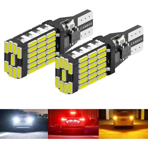 2X T15 W16W 921 LED for Car Led Canbus Stop Bulb 12V White Orange Red Auto Tail Lights Side Marker Lamp Reverse Light Amber Red