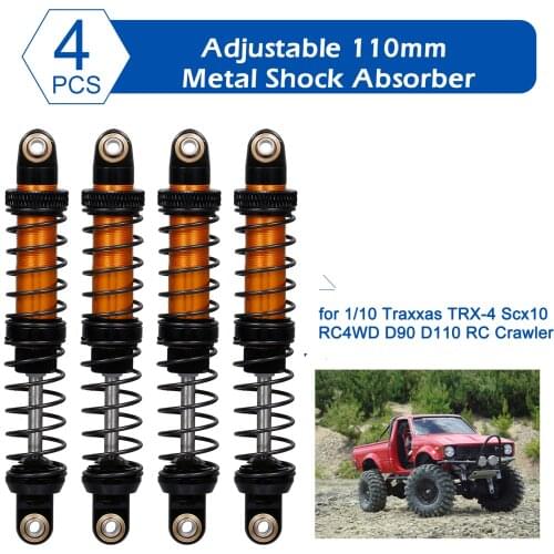 4pcs Adjustable 90/100/110mm Metal Shock Absorber Damper for 1/10 Traxxas axial scx10 RC4WD D90 D110 RC Car RC Parts
