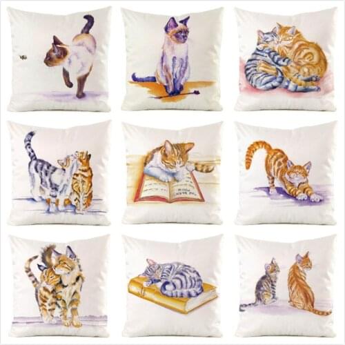 45cm*45cm **Bright Cat** Inimitated Silk Fabric Throw Pillow Covers Couch Cushion Cover Home Decorative Pillows Pillow Case