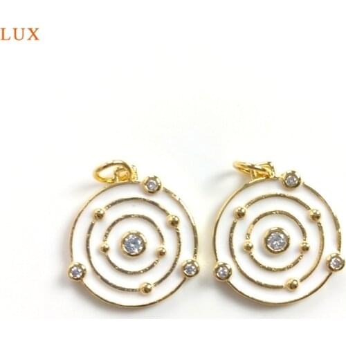 5pcs Round Circle Dart Board Pendant Necklaces For Women Fashion Jewelry Shiny Cubic Zircon Vogue Pendant Elegant Charms Finding