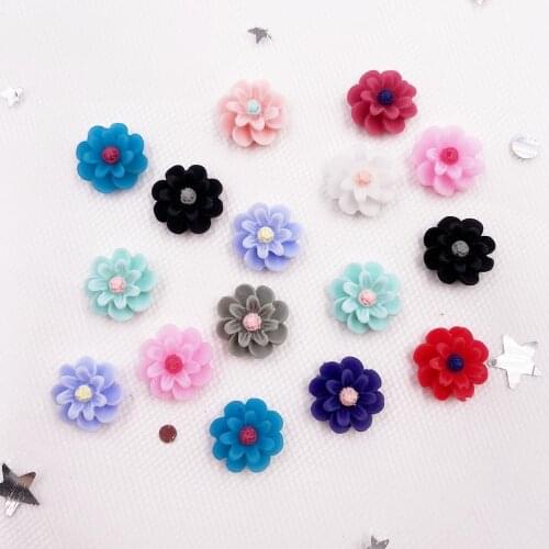 60Pcs Kawaii Resin 10mm Colorful Mini Flower Gems Flatback Stone Clothing Applique Scrapbook Jewelry DIY Craft SL080