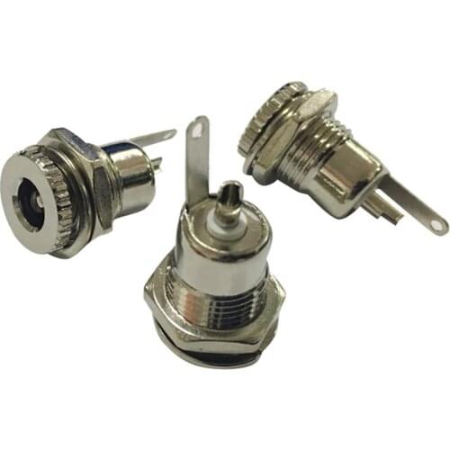 80% Hot Sell DC Power Jack Switch Plug Socket Female Panel Mount Connector with Washer Nut