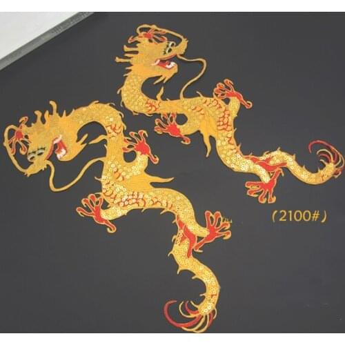A1 32MM*11MMSequin dragon patch cloth stick dragon embroidery back glue embroidery dragon embroidery cloth stick embroidery