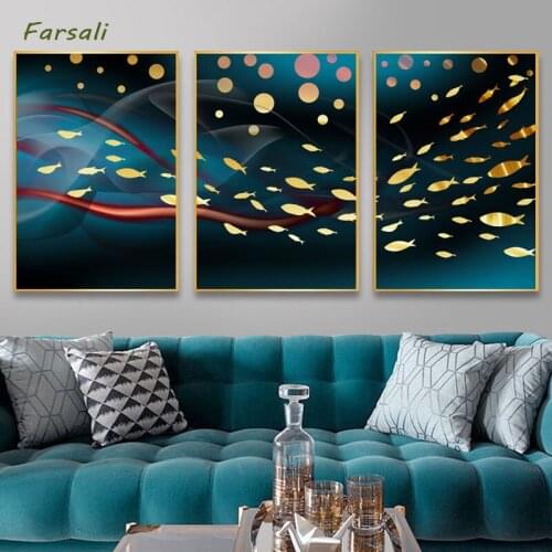 Modern Flewing Bird Butterfly Fish Landscape Poster And Print Abstract Wall Art Painting For Living Room Aisle Unique Home Decor