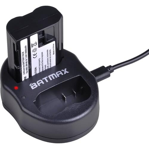 Batmax 1pc EN-EL15 EN EL15 ENEL15 Battery+USB Dual Charger for Nikon D600 D610 D600E D800 D800E D810 D7000 D7100 d750 ,Z6,Z7