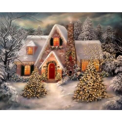 5D Diamond Painting Landscape Rhinestone Picture Full Square/Round Winter House Mosaic Diamond Rhinestone DIY Embroidery Gift