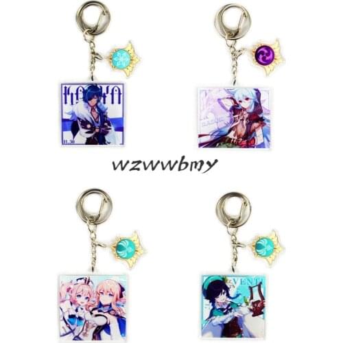 2021 Hot Online Game Genshin Impact Acrylic Keychain Cosplay Mengpa Mondstadt Cartoon Keychain Jewelry Accessories Keyring