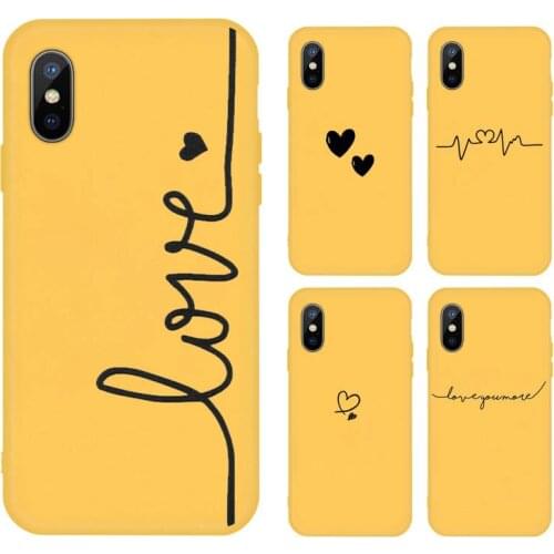Love Heart Letter art design Phone Case Yellow Candy Color for iPhone 11 12 mini pro XS MAX 8 7 6 6S Plus X SE 2020 XR