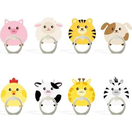 Cartoon Animal Cow Sheep Dog Mobile Phone Stand Holder Finger Ring Smartphone Cute Bear Holder Stand For Samsung All Phone