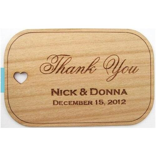 Cheap Personalized names date Thank You Rustic Wedding Wooden gift Favor tags Labels invitations party bridal shower accessory