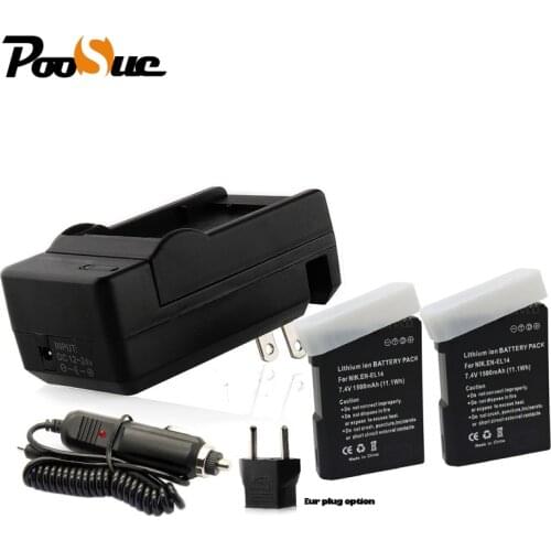For Nikon D3200 battery EN-EL14 EN-EL14a Battery+Charger&car adapter for Nikon P7700,P7100,D5500,D5200,D3100 camera accessory