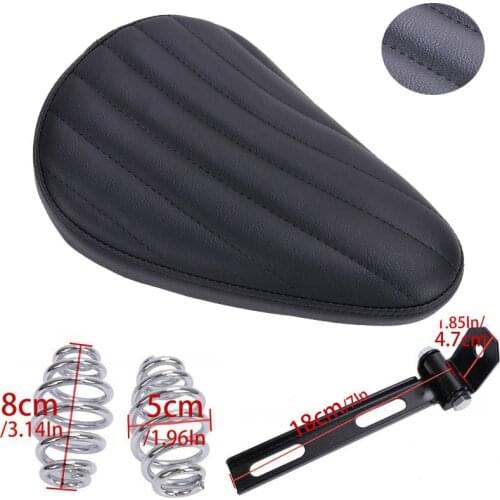 For Harley Honda Yamaha Kawasaki Suzuki Chopper Bobber Custom CB650 SX Motorcycle 3" Spring Bracket Leather Saddle SOLO Seat