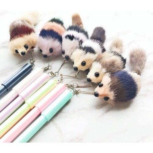 30pcs/set At Random Color Plush Rat Hanging Gel Pen Wholesale Student Gel Pen Stationery Wholesale Plush Gel Pen Stationery