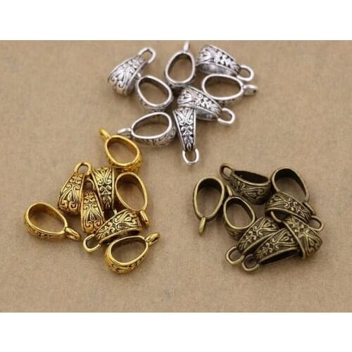 Hot ! 15pcs Antique silver / gold / bronze Zinc Alloy Triangle Pendant Connector Bail Clasps 7x17mm cx74