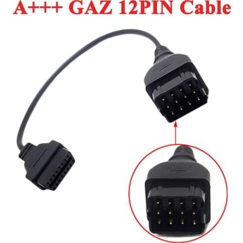 A++ Quality Converter Cables GAZ 12 Pin 12Pin Male to OBD DLC 16 Pin Female for Delphis Obd2 Obd Cars Diagnostic Tools Scanner