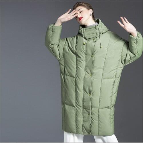 Women Winter green Down Jacket Large 90% White Duck Down Parkas Female Thicken Warm Long Snow Outwear Large size coat black