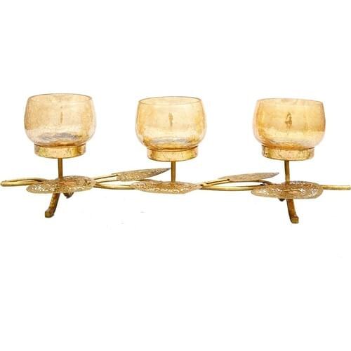 Vitale Fawna Leaf 3'lü Dekroratif Candle holder 12 X13 cm