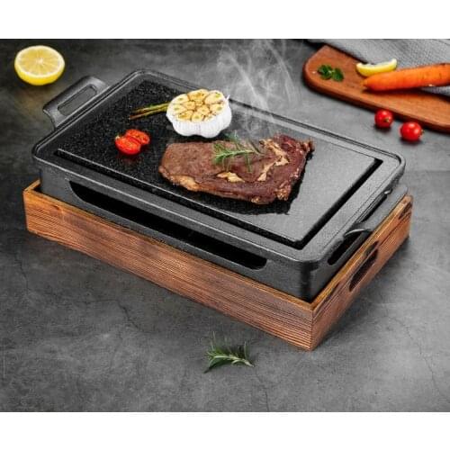 Mini barbecue grill table BBQ rock barbecue pan teppanyaki western restaurant steak plate high temperature slate bbq plate 35X22
