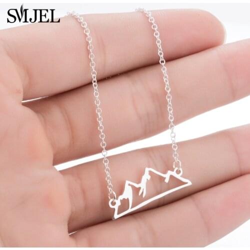 SMJEL Minimalist Snowy Mountain Necklace Hiking Outdoor Mountain Range Colorado Pendants Necklaces Jewelry Climbing Gifts