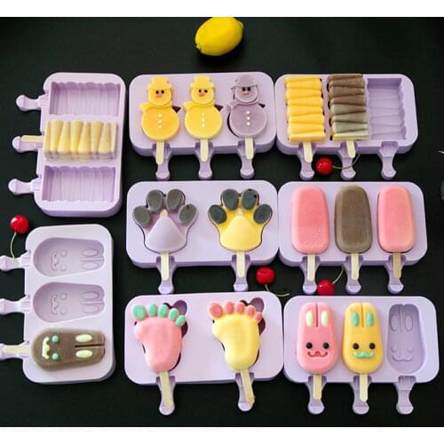 Christmas Silicone Mould ice cream mold with lid Silicone Popsicle mold handmade DIY ice-sucker Ice lolly Moulds