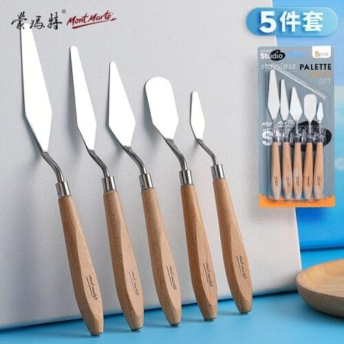 Mont Marte Studio Palette Knife Set, 5 Piece. Selection of Different Sizes and Styles of Stainless Steel Palette Knives