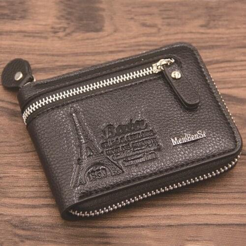 New Style Mens Wallet Short Casual Fashion Multi-functional Two-layer Retro Pu Zipper Wallet
