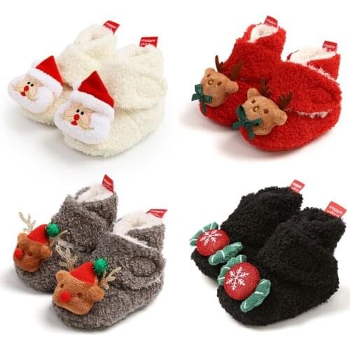 Christmas Newborn Baby Girl Boy First Walk Shoes Soft Anti-slip Shoes Xmas Deer Santa Claus Baby Shoes Toddler Shoes